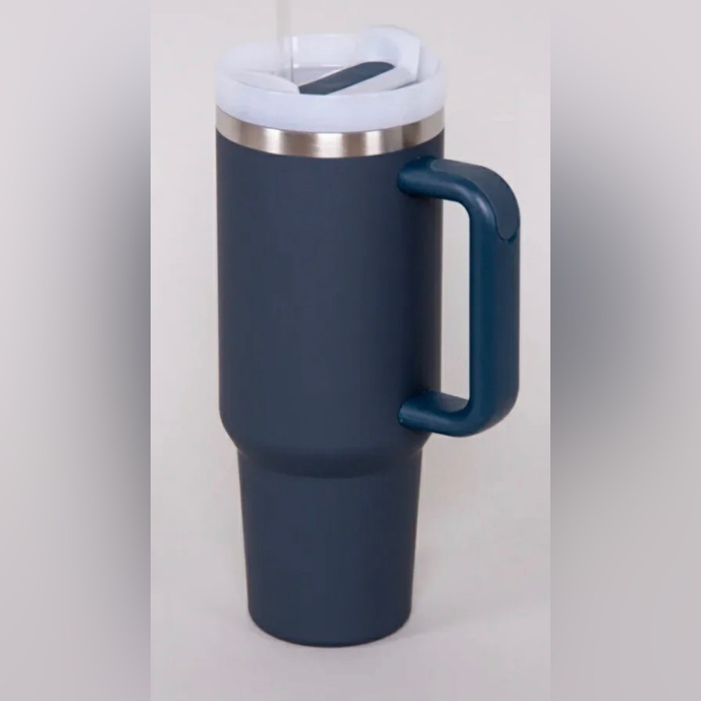 40 OZ Adventure Travel Tumbler Insulated Cup Handle Lid Straw, Stormy Blue - Picture 3 of 8